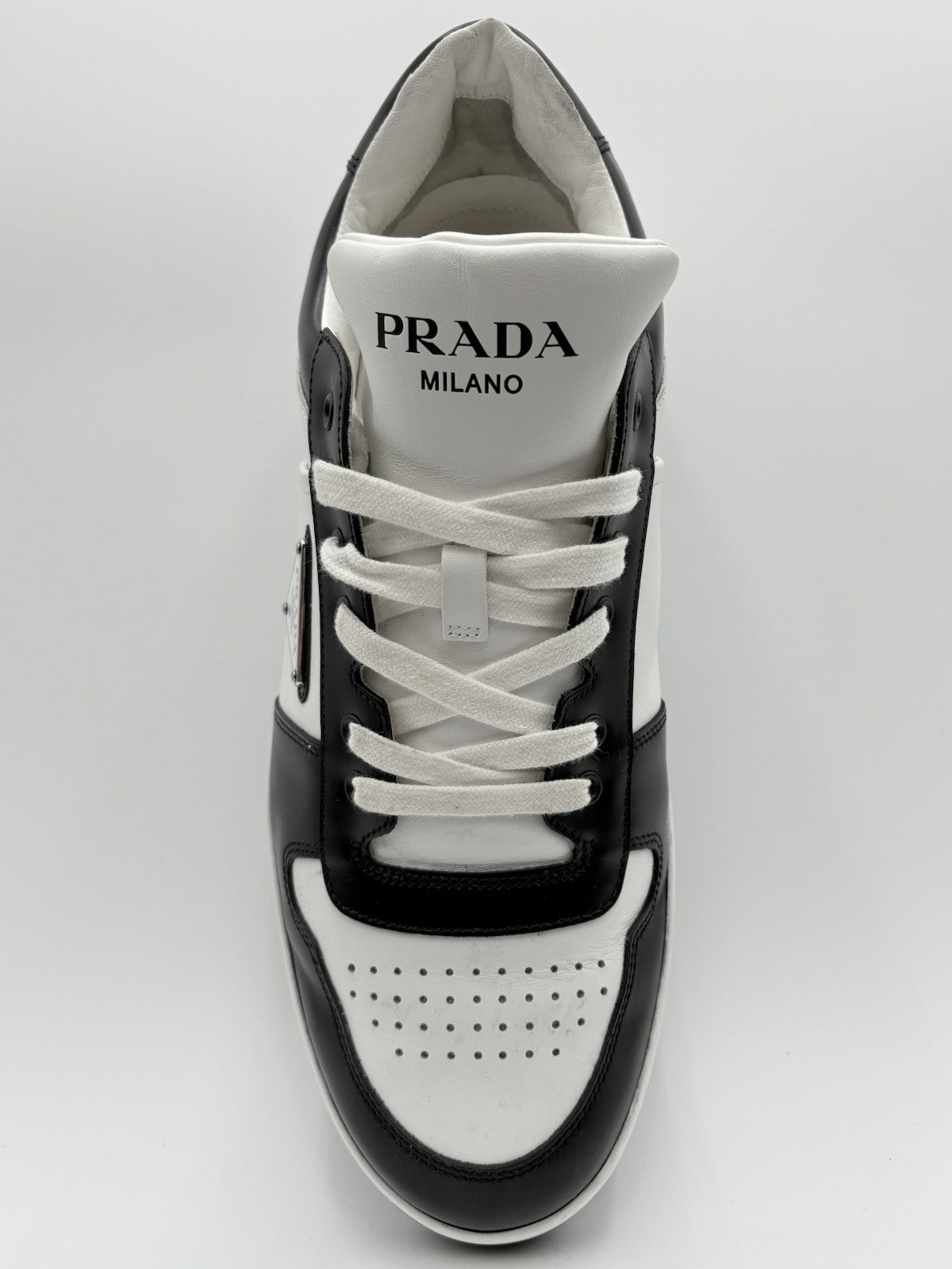 Size 11 UK (12 US) - Prada Downtown Low Leather ' Black White ' | SUPER CLEAN!