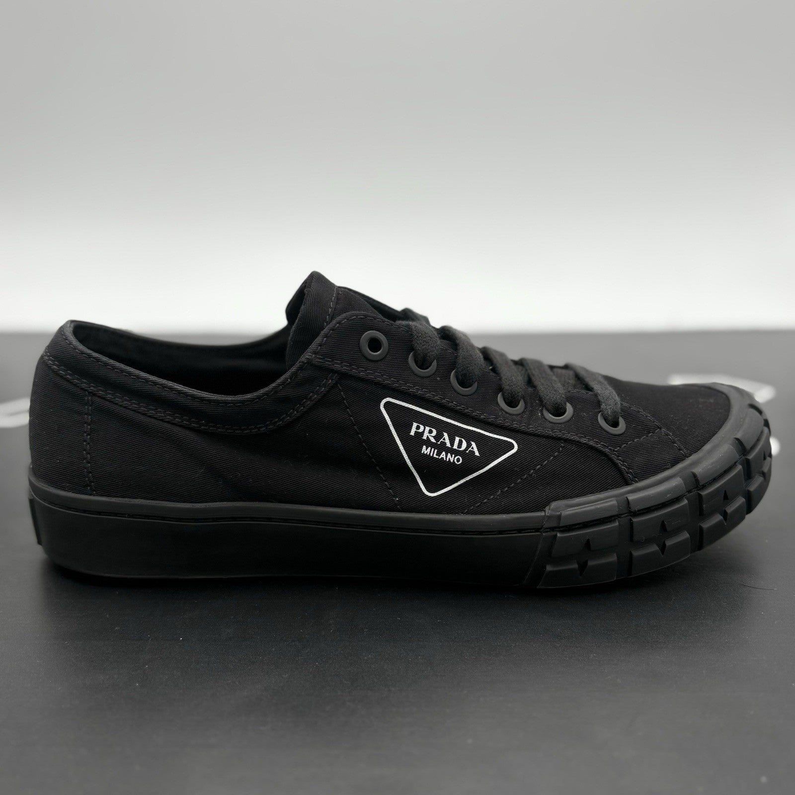 Size 9 UK (10 US) - Prada Gaberdine Wheel Low ' Black ' | GREAT CONDITION!