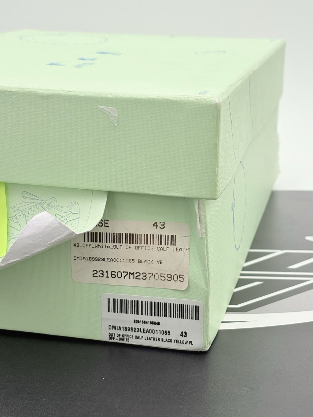 Size 43 (10 US) Off-White Out of Office ' Grey Yellow ' | GOOD CONDITION!