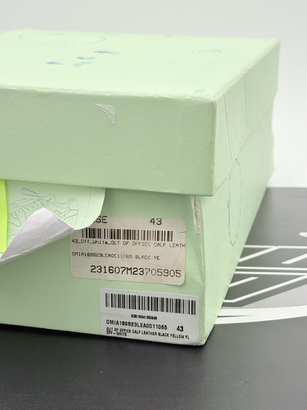 Size 43 (10 US) Off-White Out of Office ' Grey Yellow ' | GOOD CONDITION!