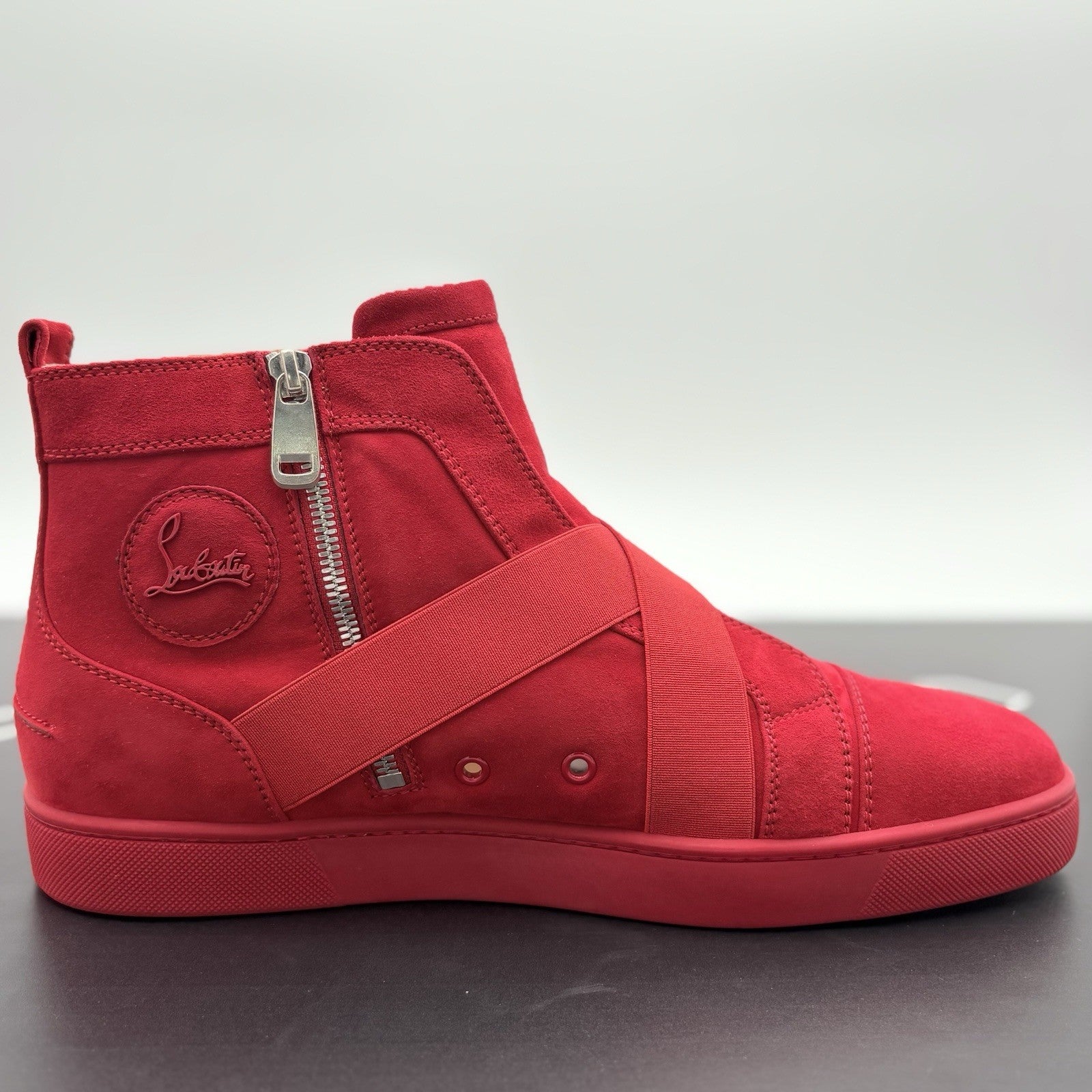 Size 45.5 (12.5 US) - Christian Louboutin Suede Cross Strap ' Red ' | BRAND NEW!