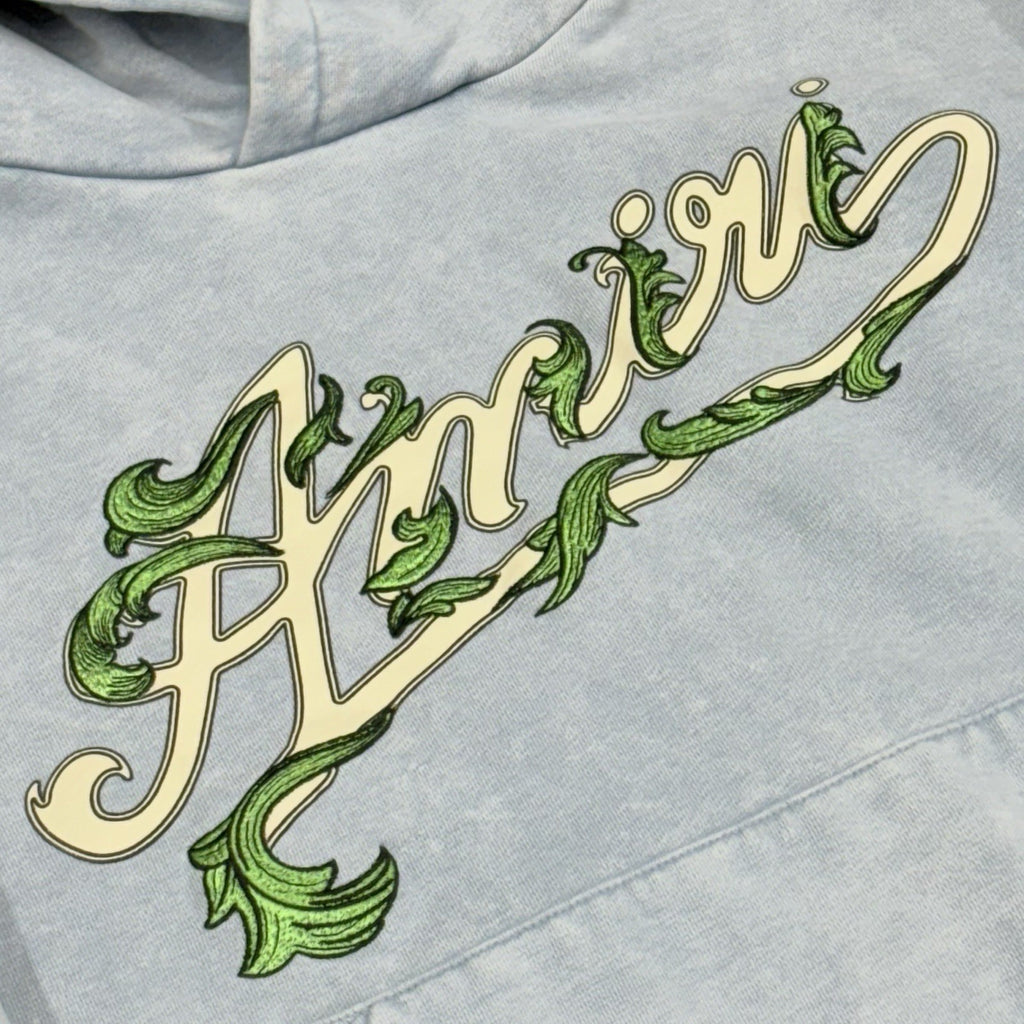 Size L - Amiri Filigree Embroidered Hoodie ' Blue ' | GREAT CONDITION!