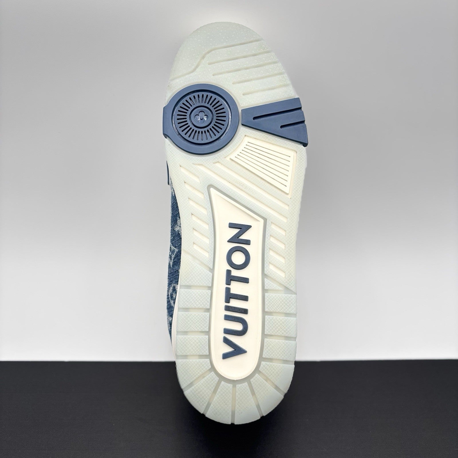 Size 11 LV (12-12.5 US) - Louis Vuitton Trainer Denim ' Navy ' | EXCELLENT!