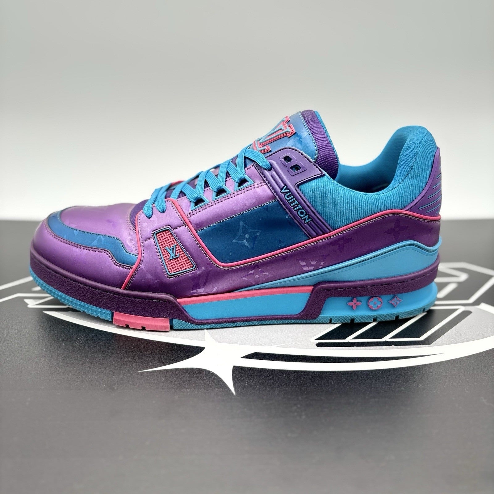 Size 11 LV (12-12.5 US) Louis Vuitton Trainer 'Purple Teal Metallic' GREAT COND!