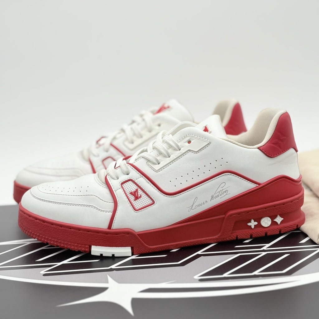 Size 8.5 LV (9.5-10 US) - Louis Vuitton Trainer  ' Red White ' | SUPER CLEAN!