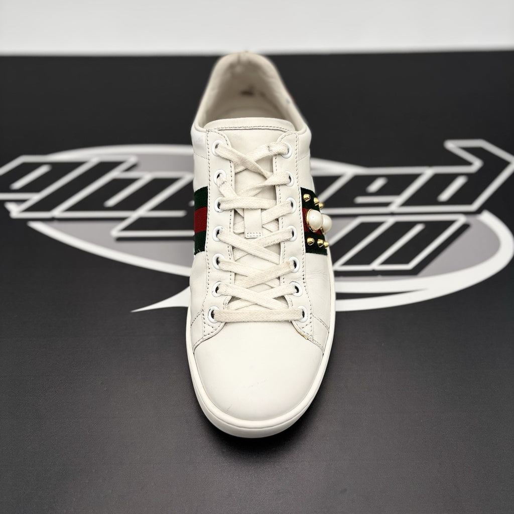 Size 36.5 - Gucci Ace Studded ' White, Pearls ' | GREAT CONDITION!
