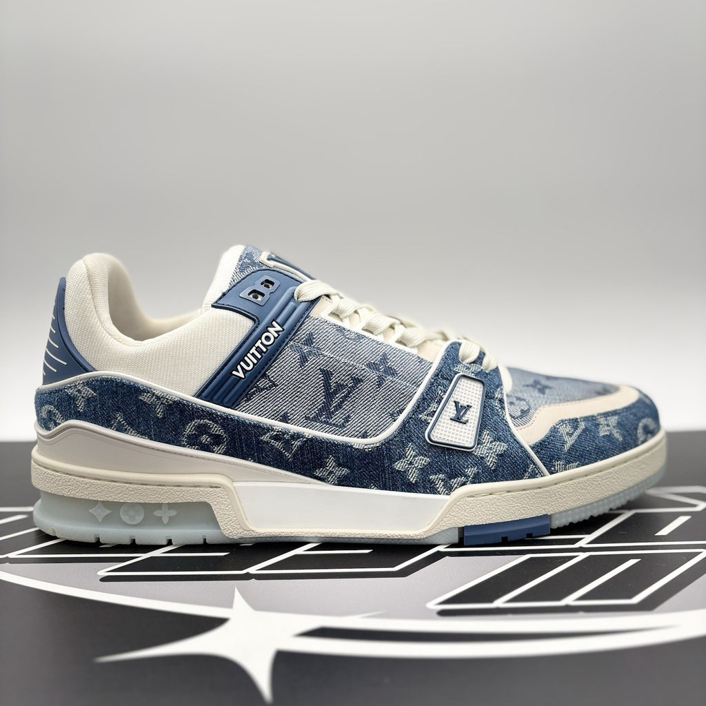 Size 11 LV (12-12.5 US) - Louis Vuitton Trainer Denim ' Navy ' | EXCELLENT!