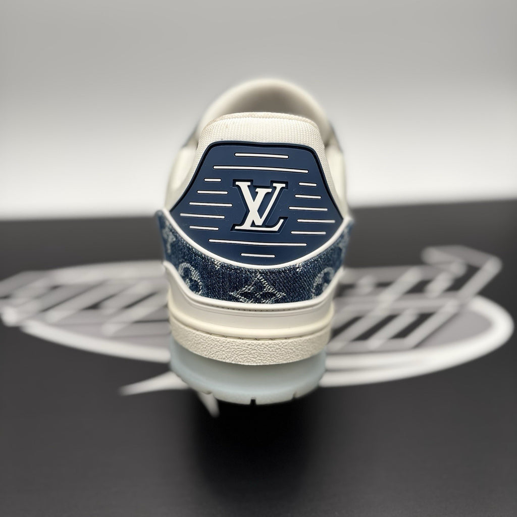 Size 11 LV (12-12.5 US) - Louis Vuitton Trainer Denim ' Navy ' | EXCELLENT!