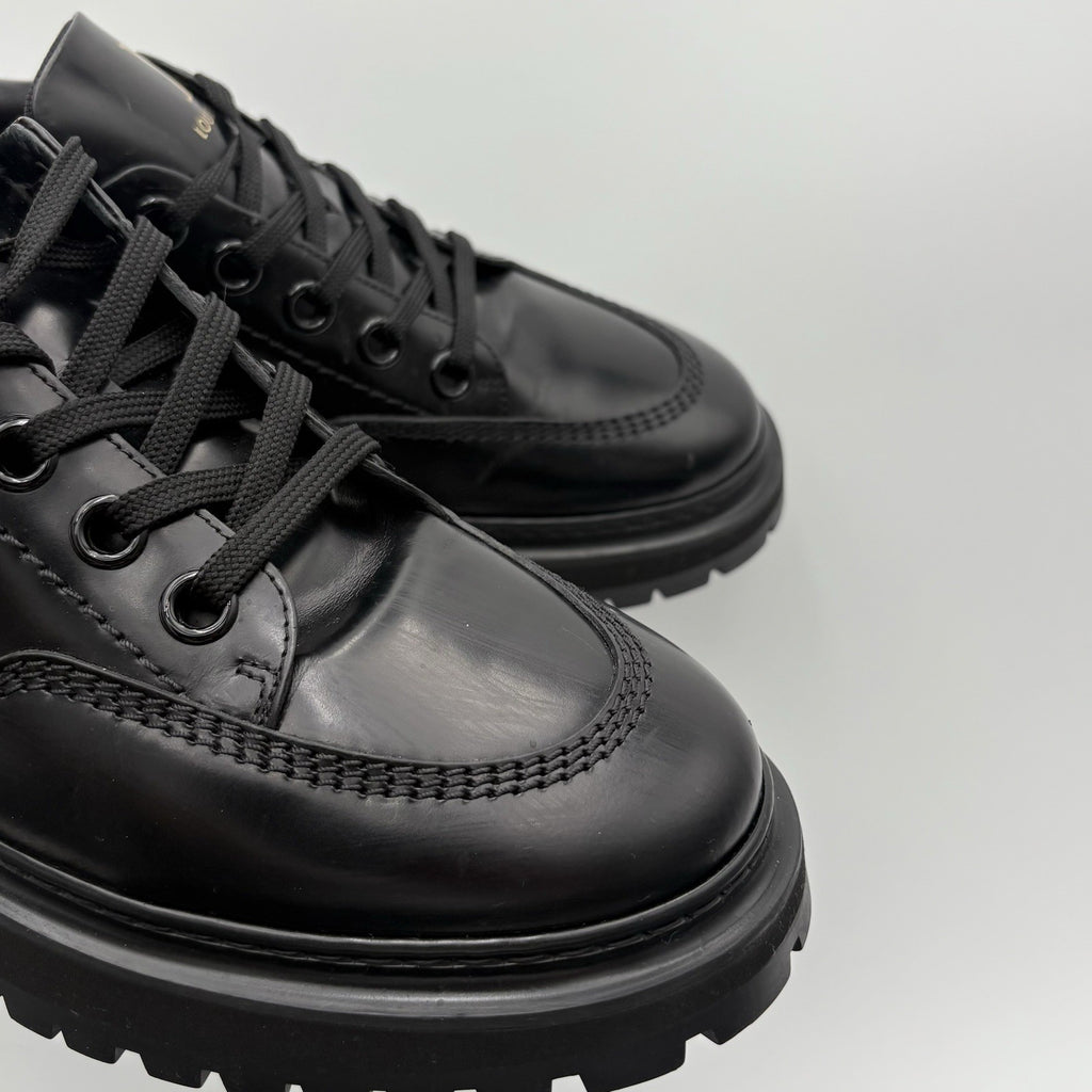 Size 7 LV (8-8.5 US) Louis Vuitton Leather Derby Sneaker ' Black ' | SUPER CLEAN
