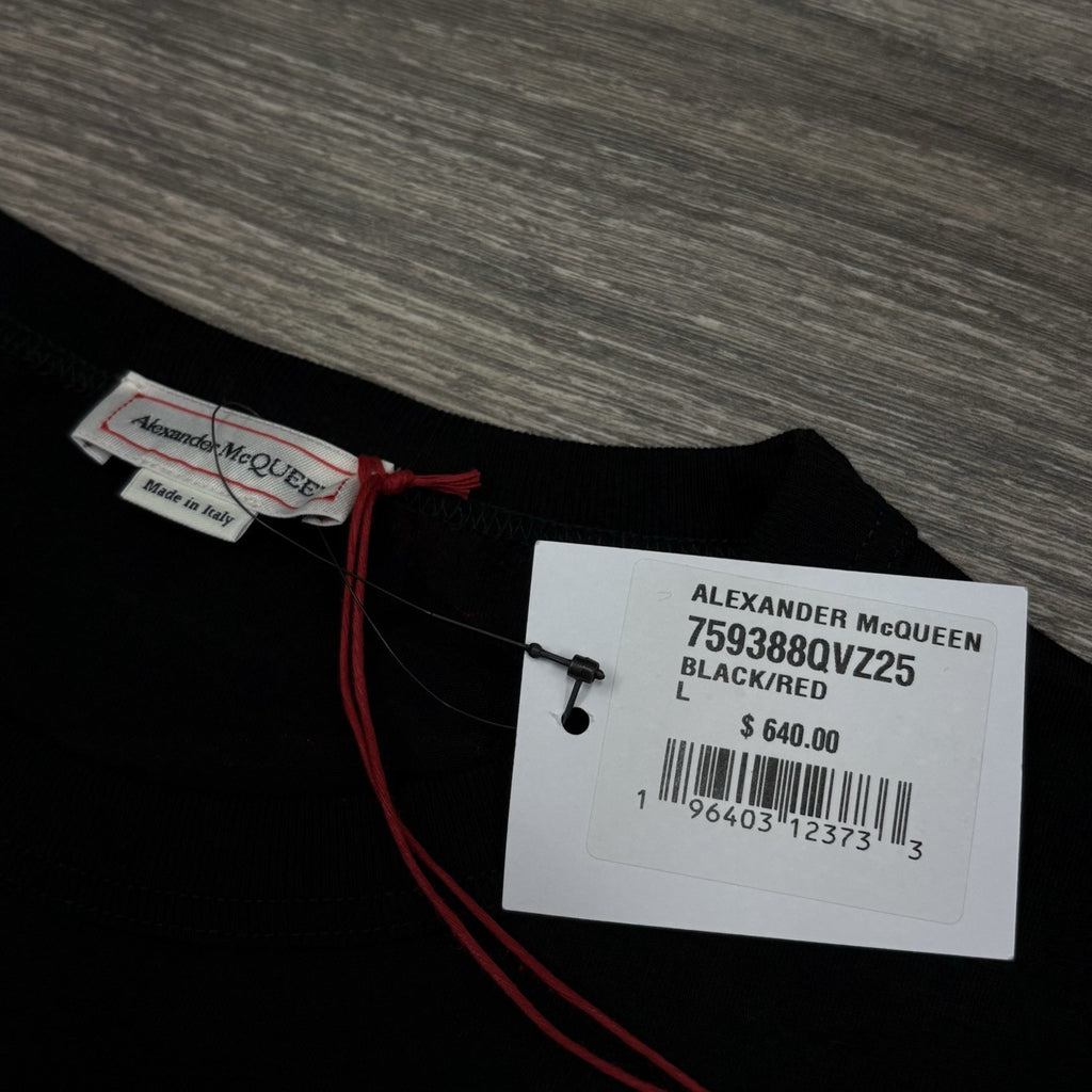 Size L - Alexander McQueen Printed Logo Long Sleeve Shirt ' Black Red ' | NEW!