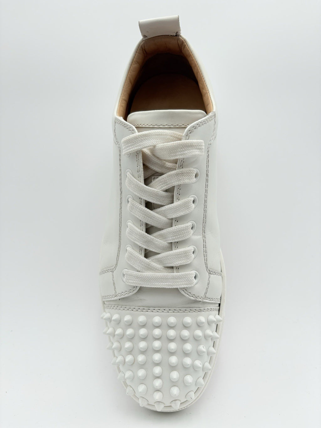 Size 42 (9 US) Christian Louboutin Leather Louis Spikes ' White ' | GREAT COND!
