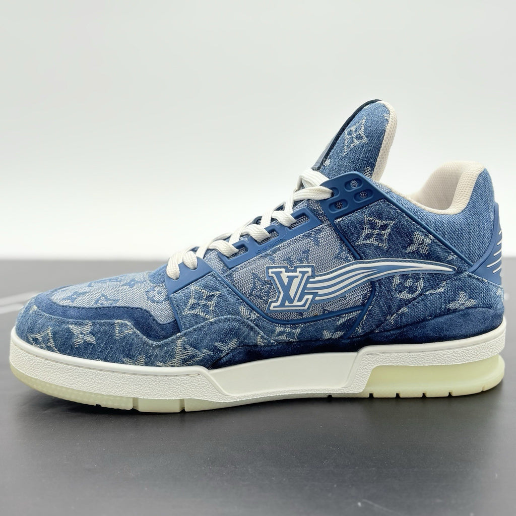 Size 8.5 LV (9.5-10 US) Louis Vuitton Denim Mid Trainer ' Blue ' | SUPER CLEAN!