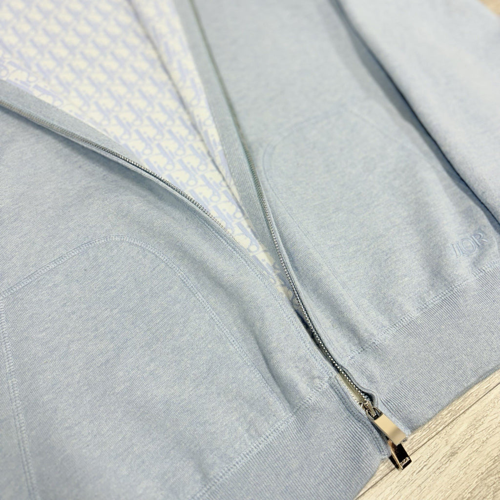 Size XL - Dior Cashmere Knit & Blue Cotton Hooded Track Jacket  | SUPER CLEAN!