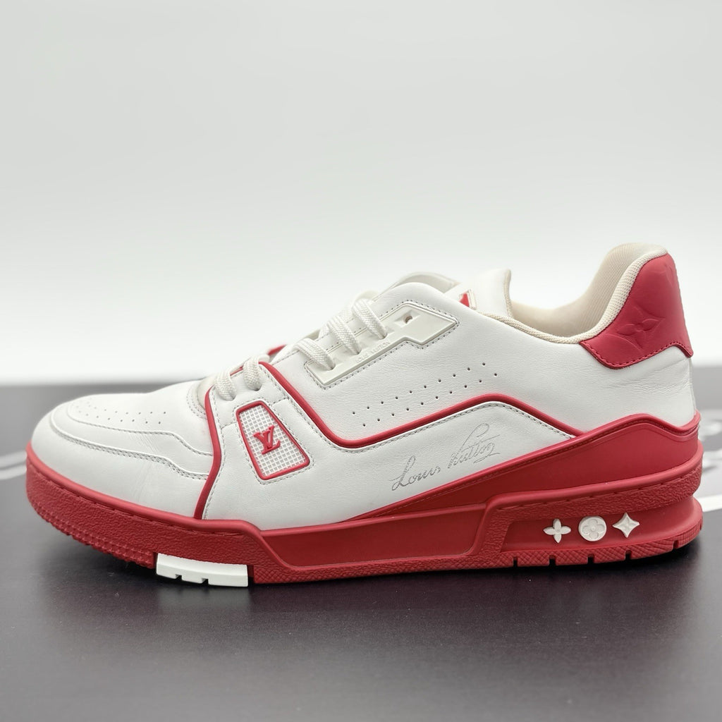 Size 8.5 LV (9.5-10 US) - Louis Vuitton Trainer  ' Red White ' | SUPER CLEAN!