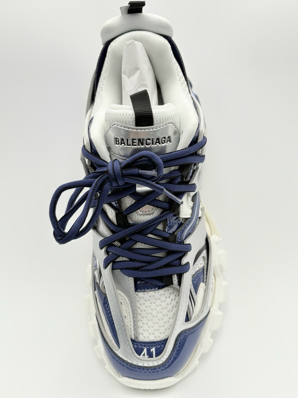 Size 41 (8 US) - Balenciaga Track LED Sneaker ' Silver Navy ' | BRAND NEW!