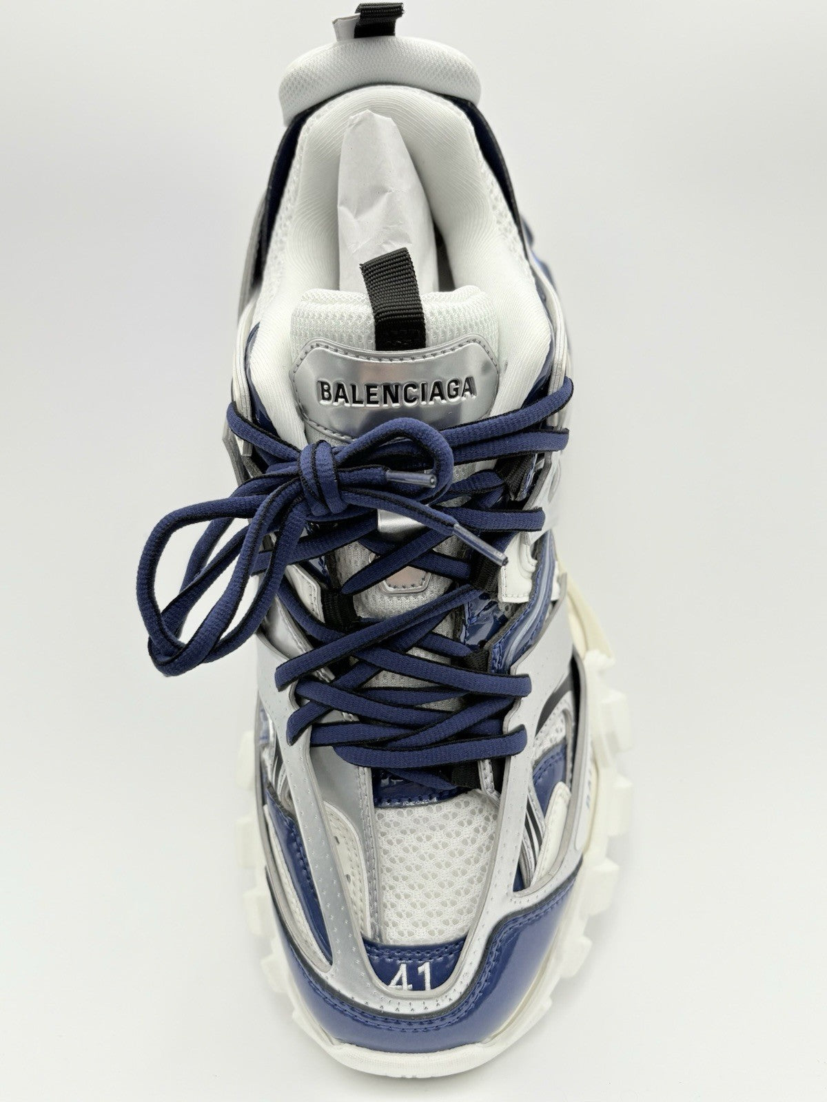 Size 41 (8 US) - Balenciaga Track LED Sneaker ' Silver Navy ' | BRAND NEW!