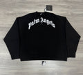 Size Medium - Palm Angels GD Curved Logo Crew Crewneck Sweater ' Black ' | NEW!