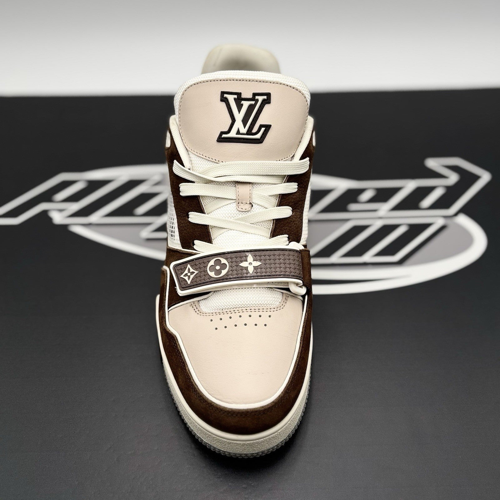Size 9 LV (10-10.5 US) Louis Vuitton Trainer Strap ' Brown, Beige ' | EXCELLENT!