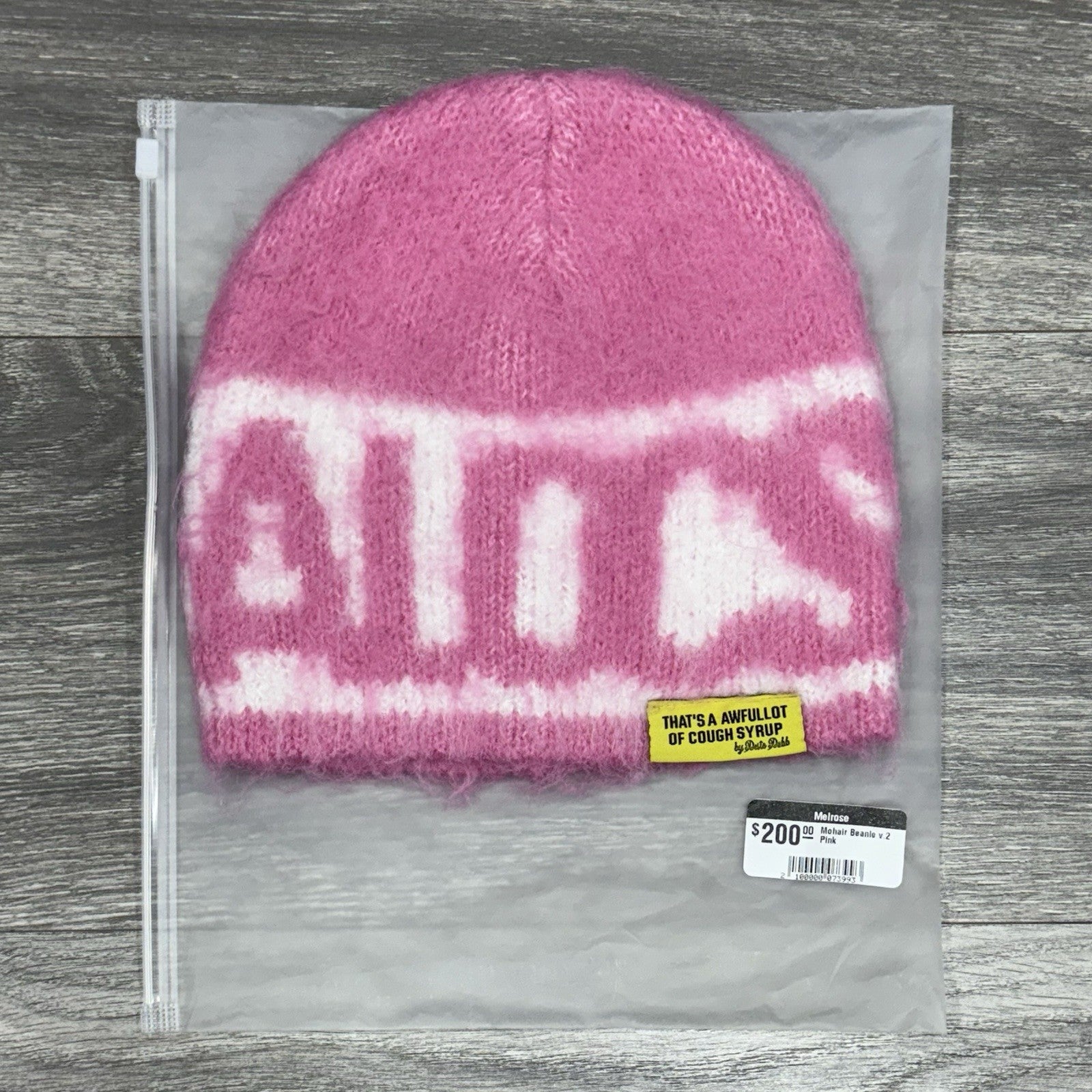 Thats An Awful Lot Of Cough Syrup Mohair Beanie ' Pink ' | NEW!