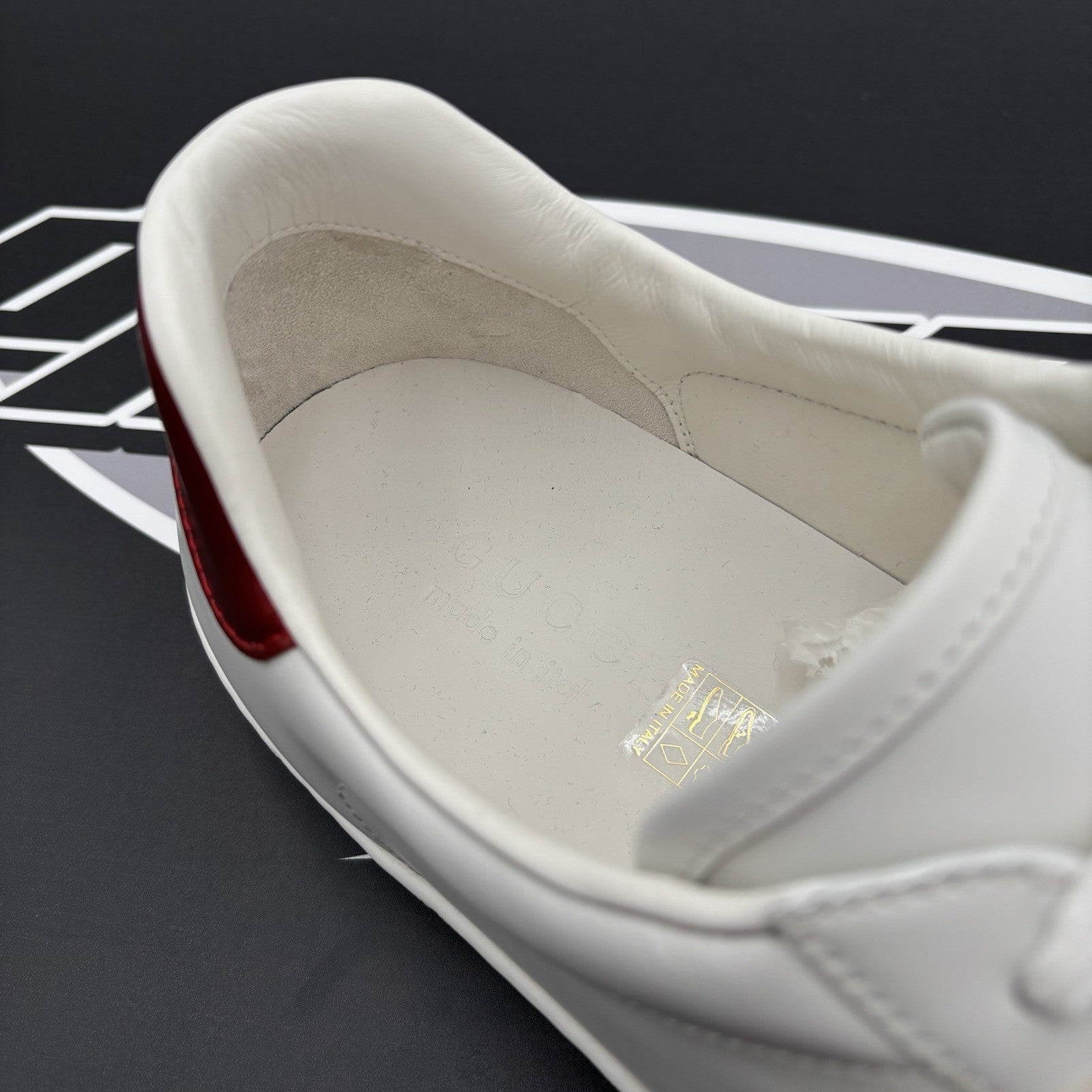 Size 8.5 G (9 US)- Gucci Ace Leather  With Strap ‘ White ’ | NEW!