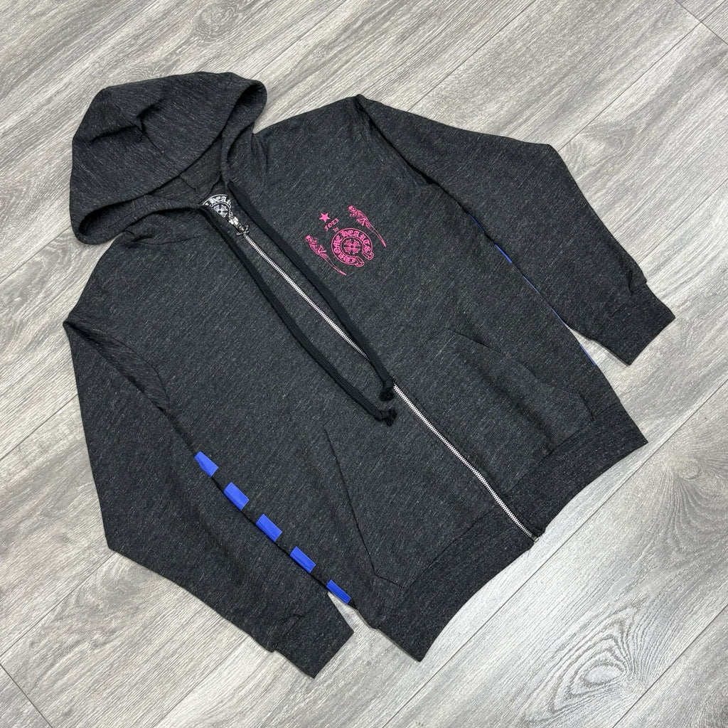 Size Large - Chrome Hearts Foti Zip Up Hoodie ' Grey ' | SUPER CLEAN!