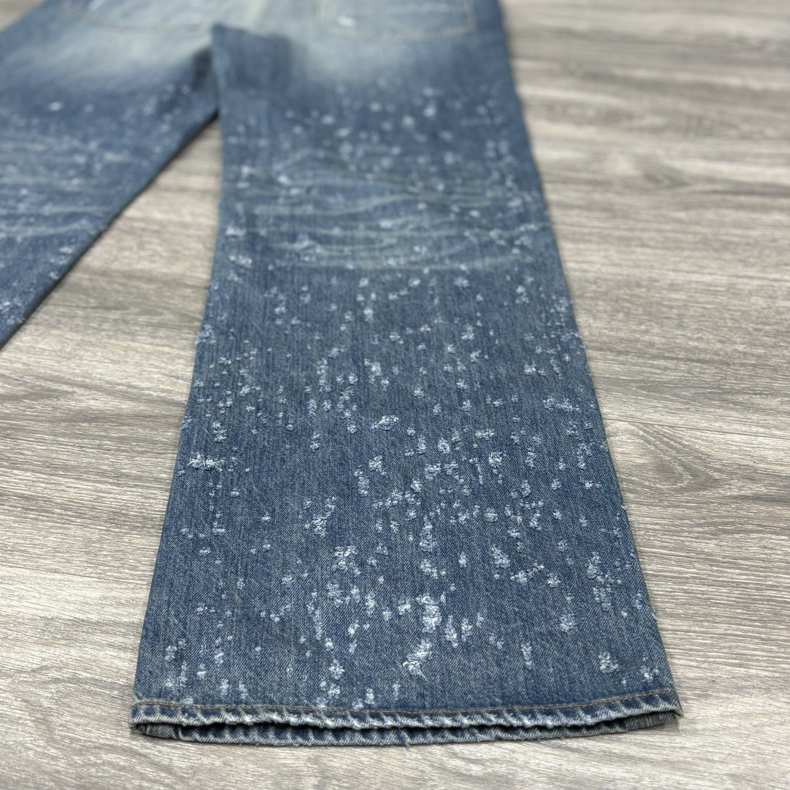 Size 34 - Amiri Shotgunned Distressed Baggy Jeans ' Indigo ' | SUPER CLEAN!