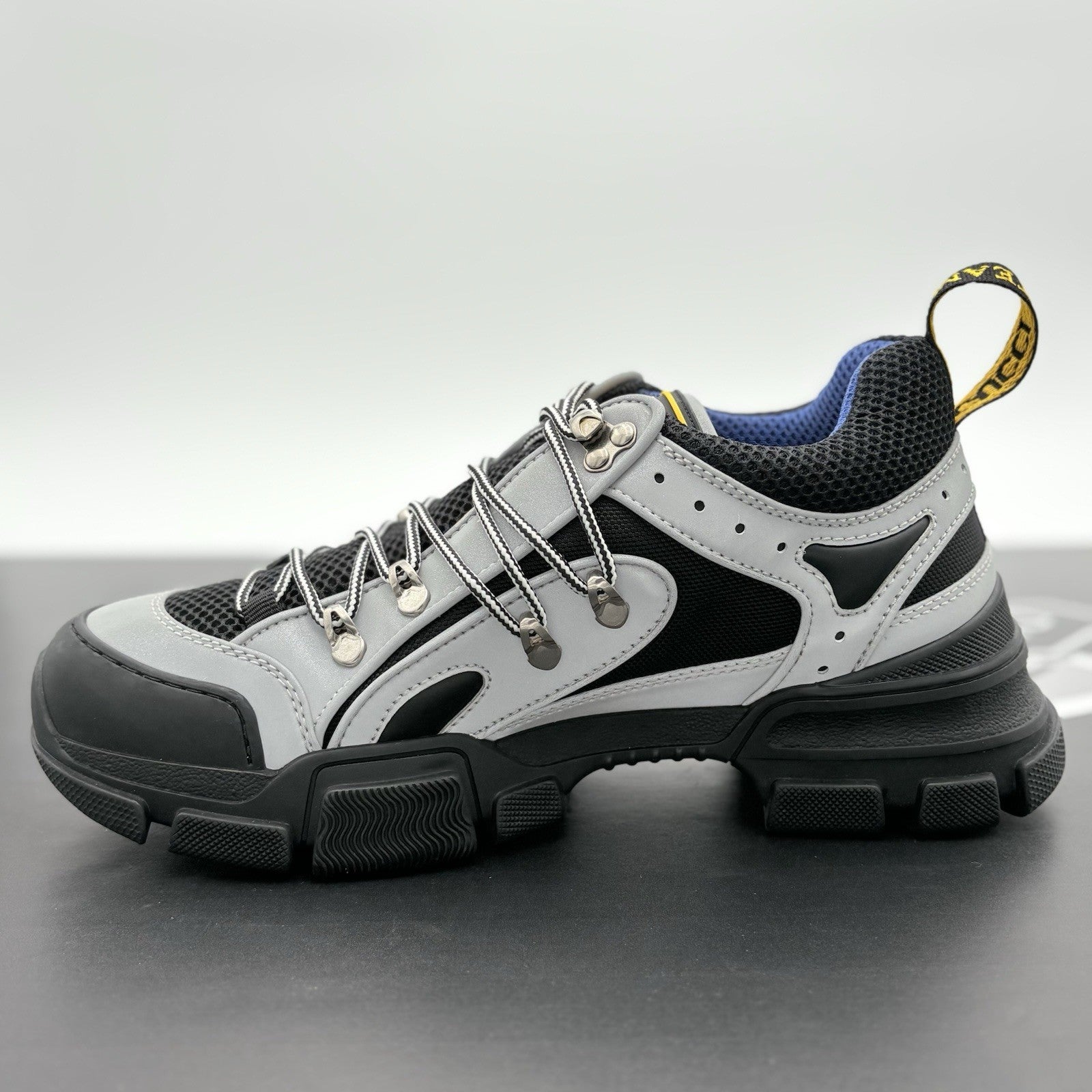 Size 8 G (8.5 US) - Gucci Flashtrek SEGA ' Reflective Grey ' | NEW!