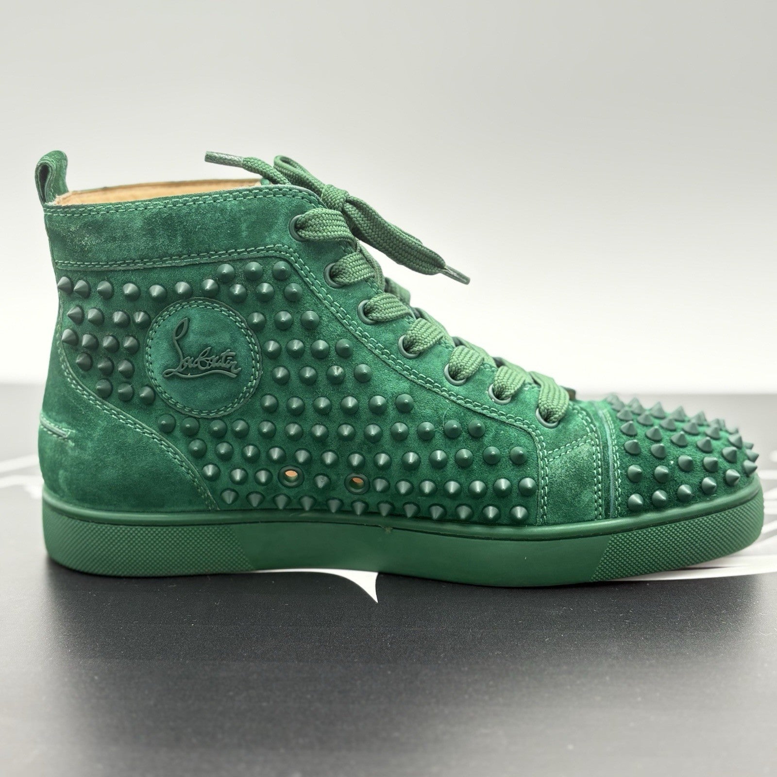 Size 41 (8 US) - Christian Louboutin Spikes ' Green ' | EXCELLENT CONDITION!