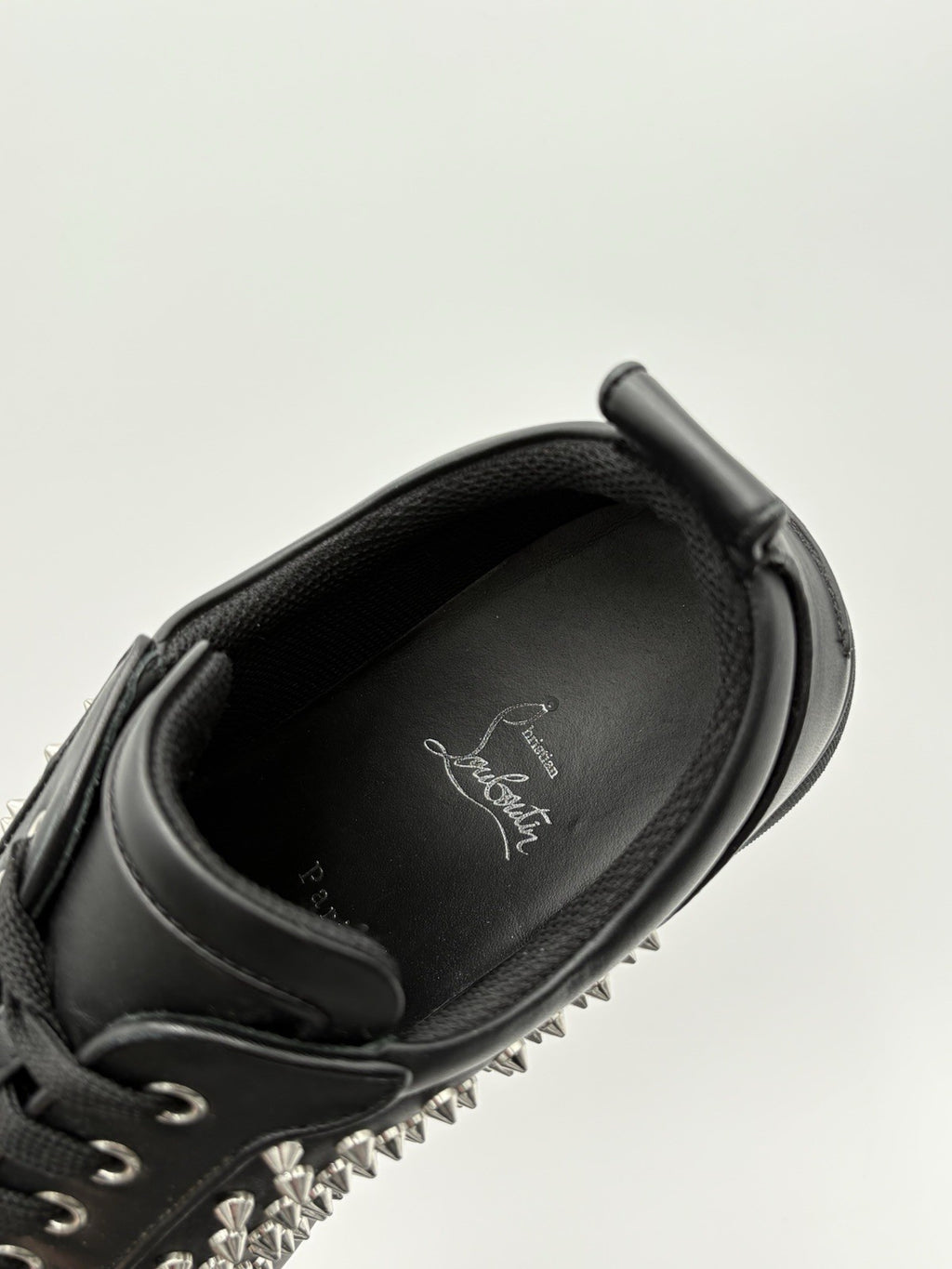 Size 43 (10 US) Christian Louboutin Low Silver Spikes ' Black ' | SUPER CLEAN!