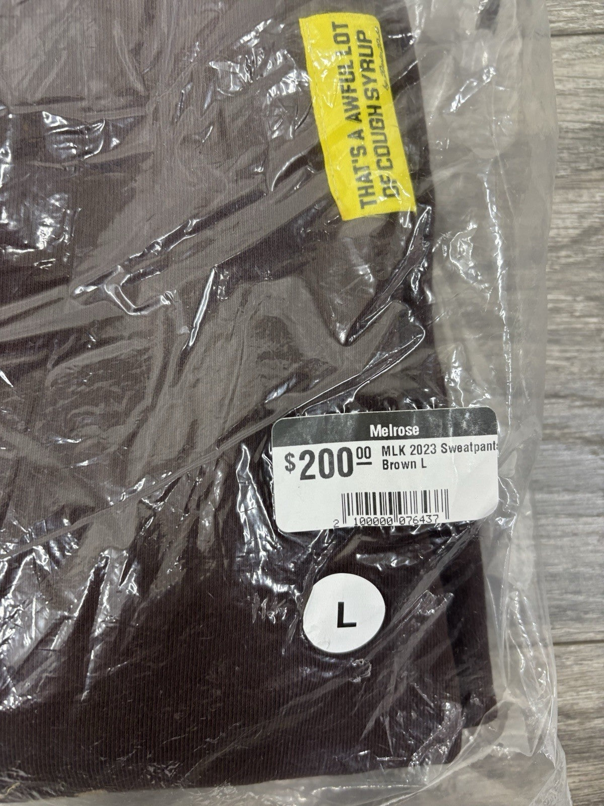 Size L - That's A Awful Lot Of Cough Syrup Sweats x MLK ‘ Brown ‘ | NEW!