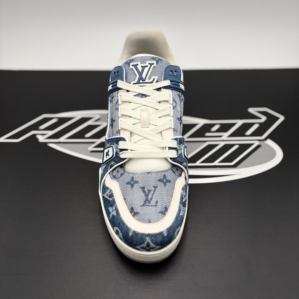 Size 11 LV (12-12.5 US) - Louis Vuitton Trainer Denim ' Navy ' | EXCELLENT!