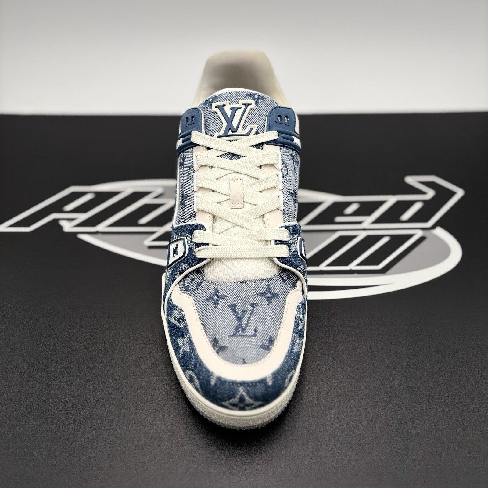Size 11 LV (12-12.5 US) - Louis Vuitton Trainer Denim ' Navy ' | EXCELLENT!