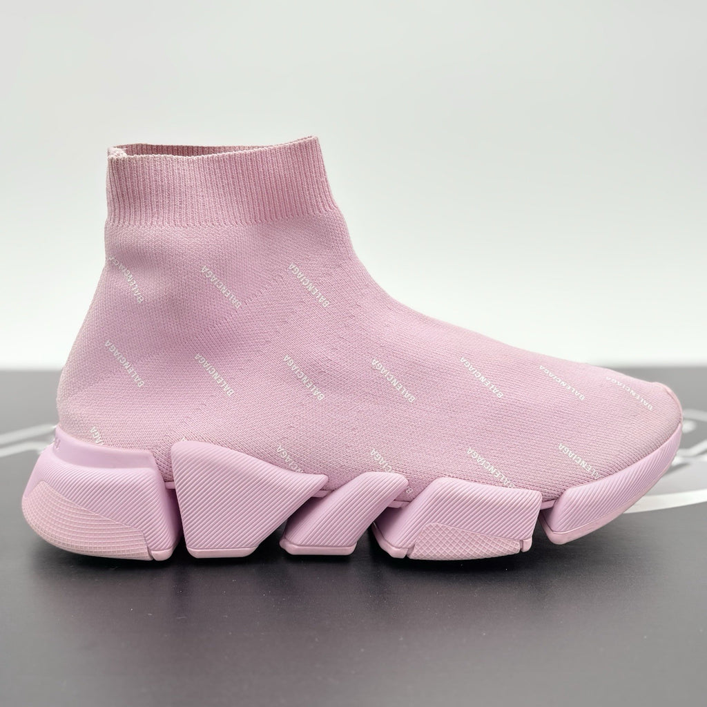 Size 41 - Balenciaga Speed 2.0 Logo All Over ' Pink ' | GREAT CONDITION!