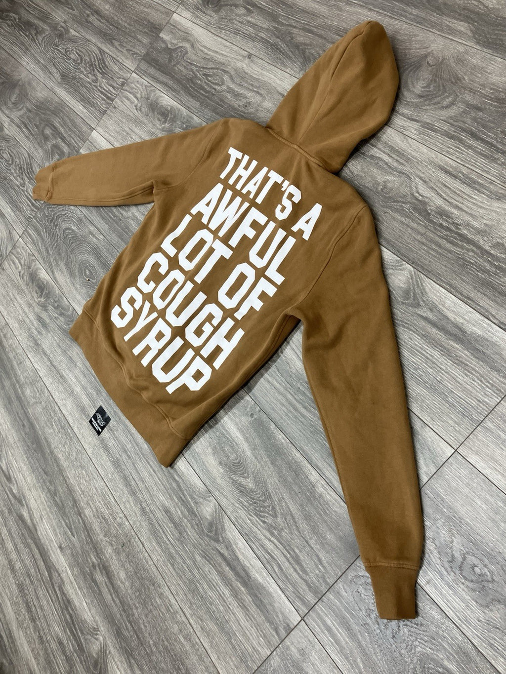 Size M - Thats A Awful Lot Of Cough Syrup Zip Up Hoodie ' Brown ' | NEW!