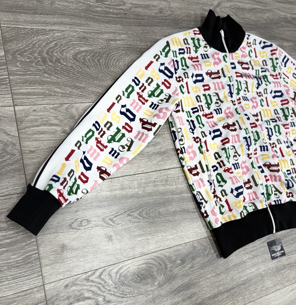 Size Medium - Palm Angels Logo Track Jacket ' White Multi Color ' | EXCELLENT!