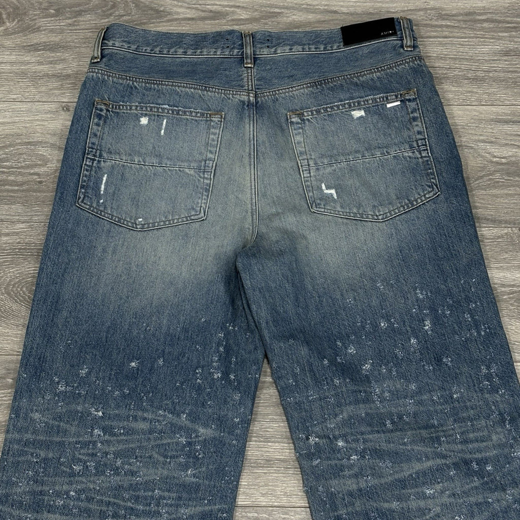 Size 34 - Amiri Shotgunned Distressed Baggy Jeans ' Indigo ' | SUPER CLEAN!