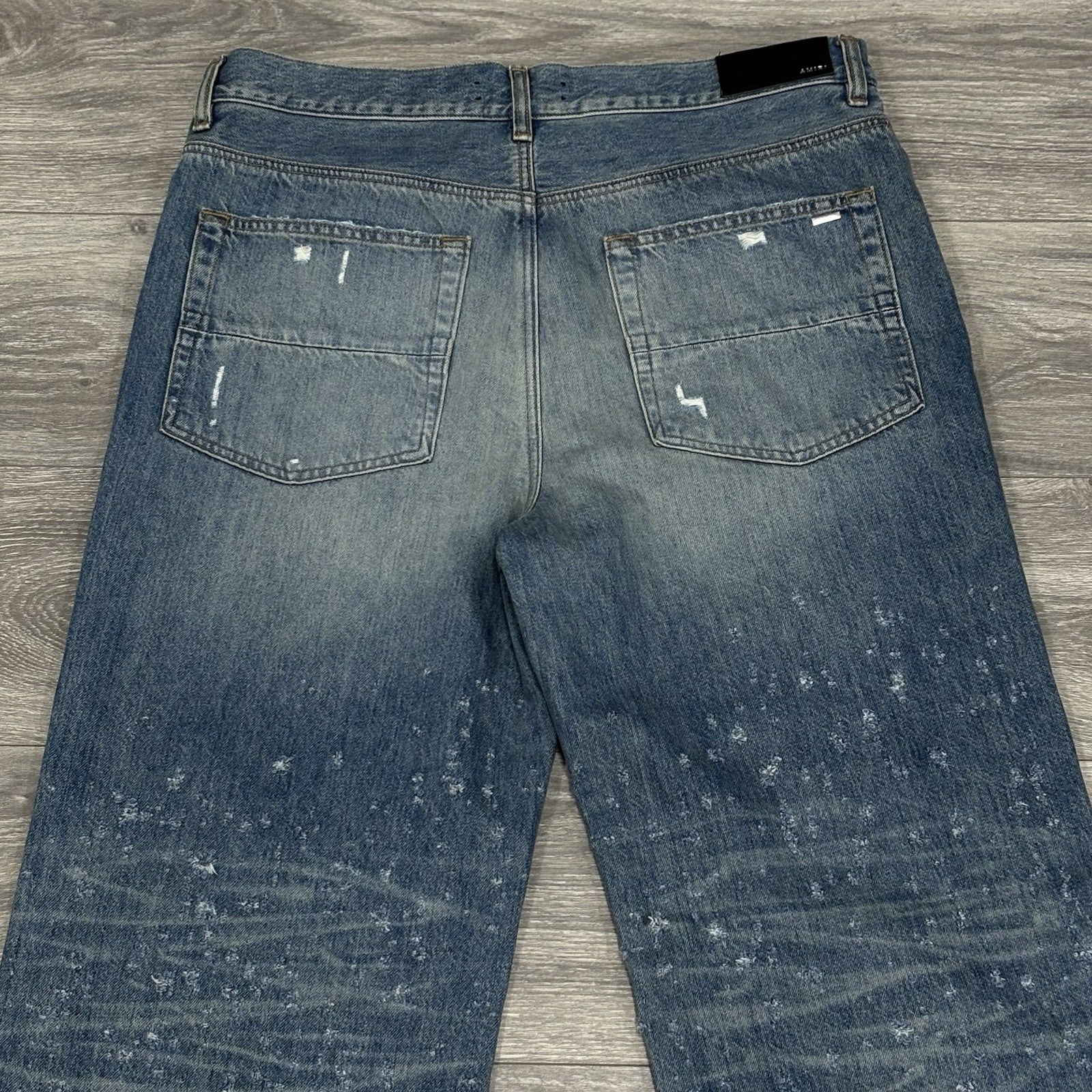 Size 34 - Amiri Shotgunned Distressed Baggy Jeans ' Indigo ' | SUPER CLEAN!