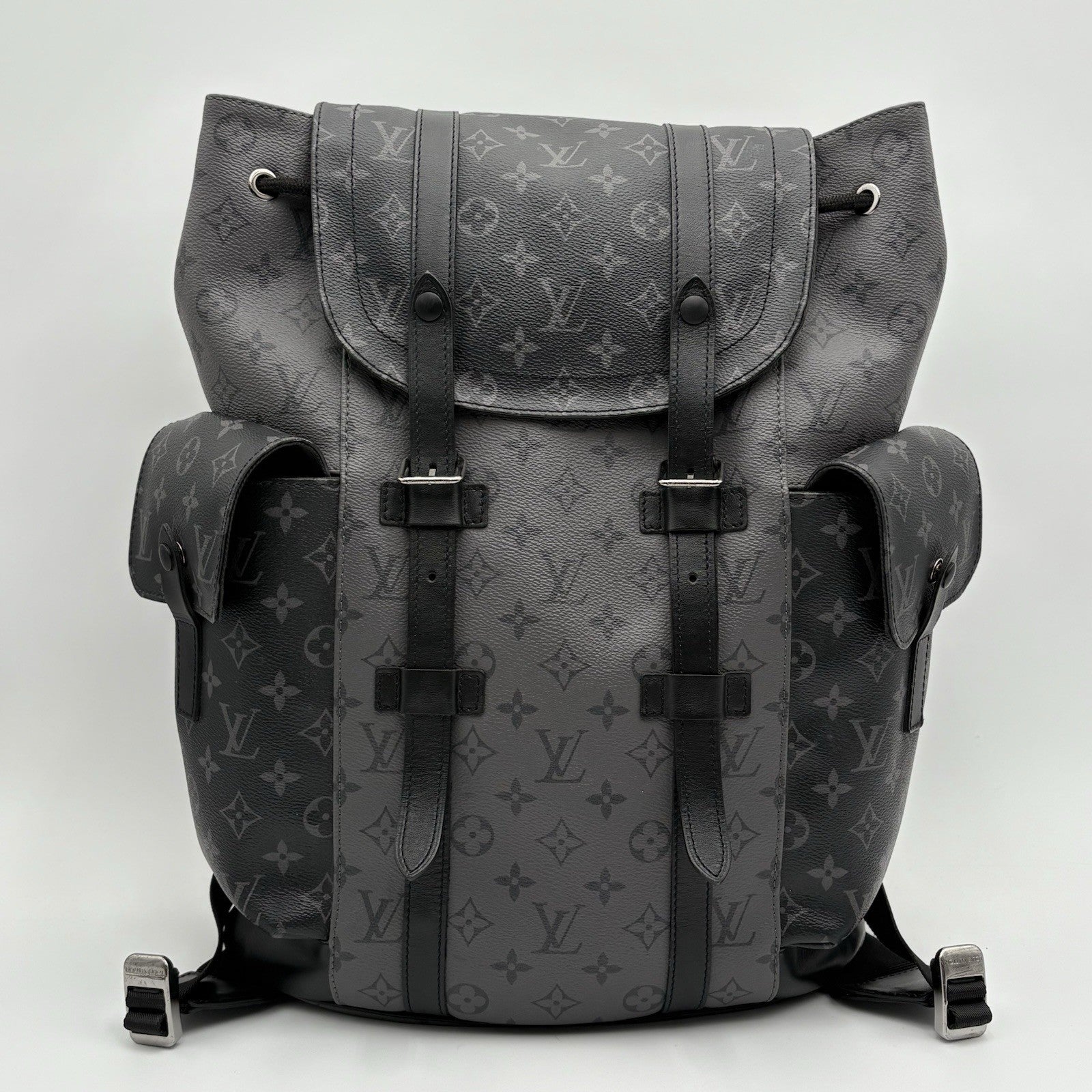 Louis Vuitton Cristopher MM Monogram Eclipse Backpack ' Black Grey '