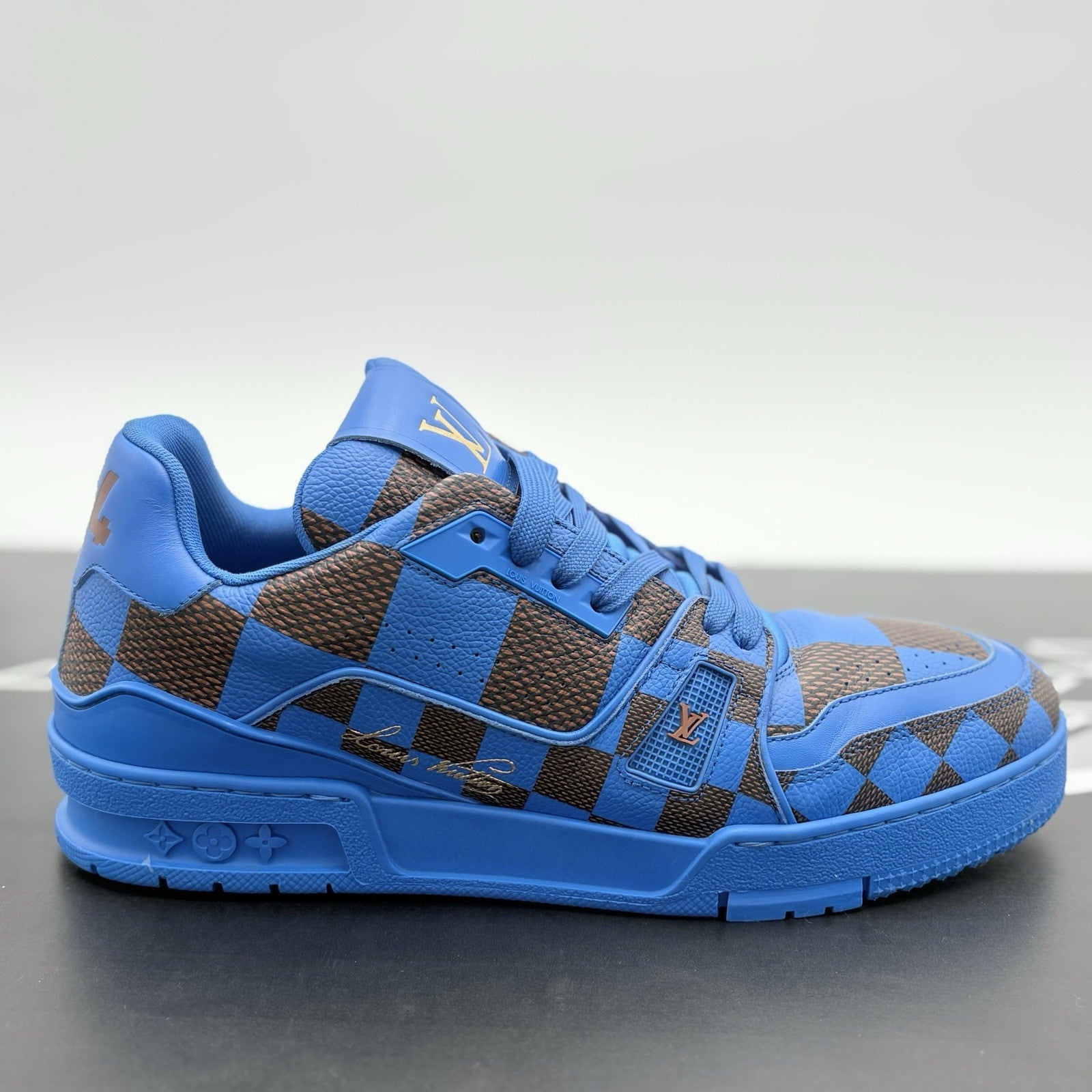 Size 7.5 LV (8.5-9 US) Louis Vuitton Trainer ' Blue Brown Checkered ' | GREAT!