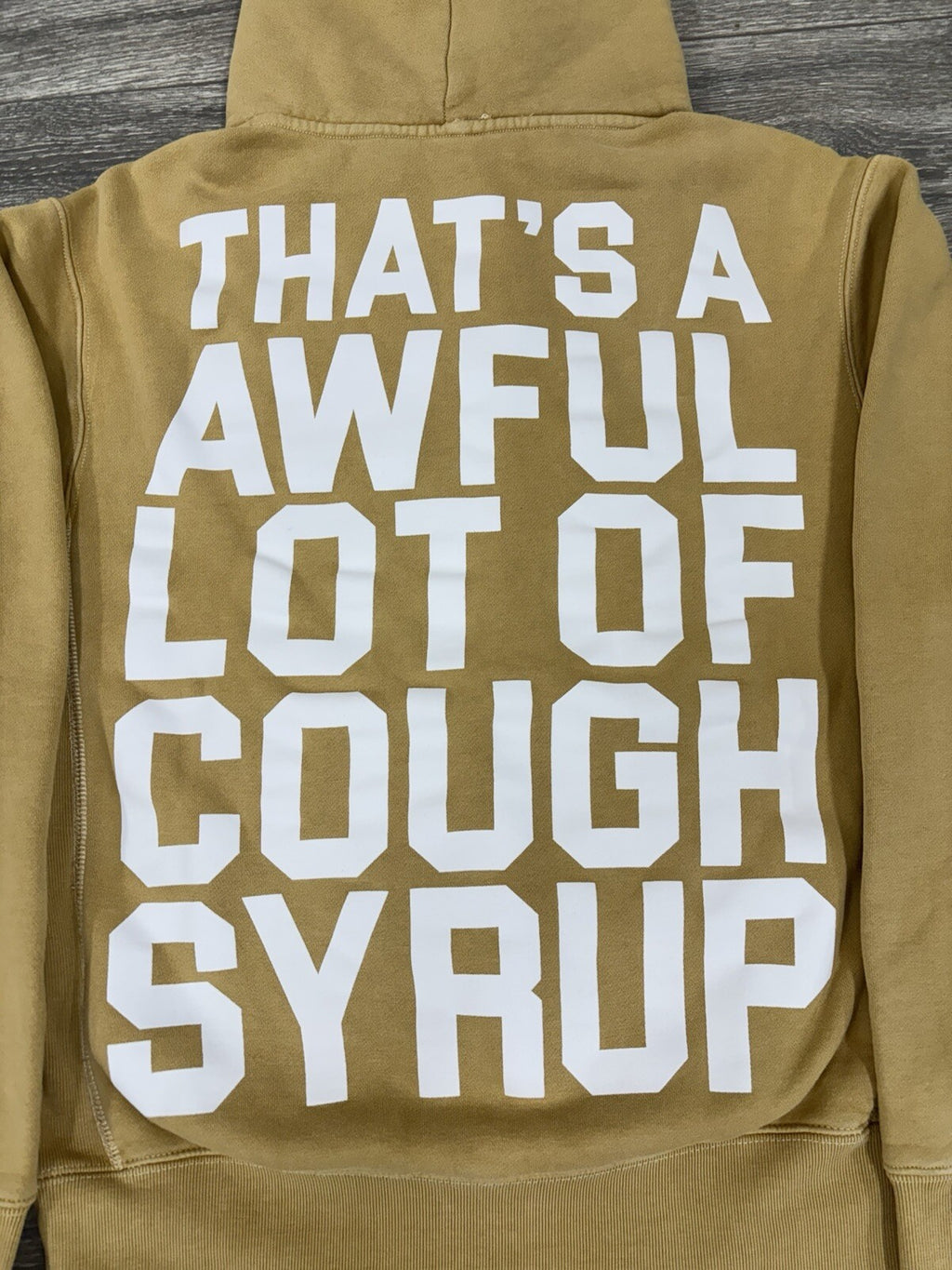 Size XS - Awful Lot Of Cough Syrup Hoodie ‘ Tan ‘ | BRAND NEW!