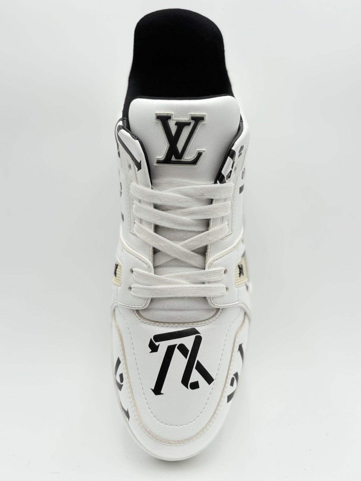 Size 10 LV (11-11.5 US) Louis Vuitton Trainer ' White Black Recycled ' | CLEAN!