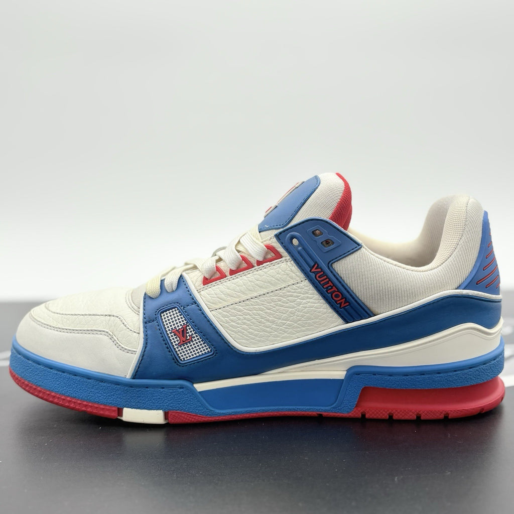Size 9.5 LV (10.5-11 US ) Louis Vuitton Trainer ' White Red Blue ' | GOOD COND
