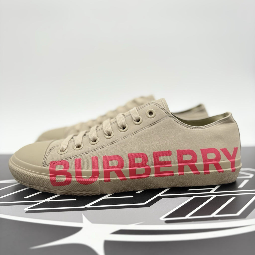 Size 44 (11 US) - Burberry Gabardine Low Top ' Beige Red ' | SUPER CLEAN!