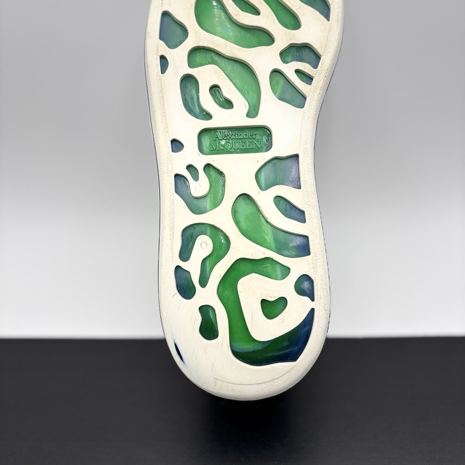 Size 45 (12 US) Alexander McQueen ' Transparent Sole White, Lime '
