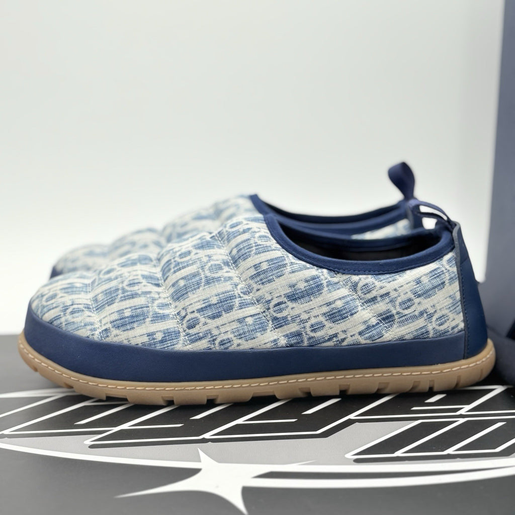 Size 42 (9 US) - Dior Snow ' Quilted Puffer Oblique Slipper - Blue ' | EXCELLENT
