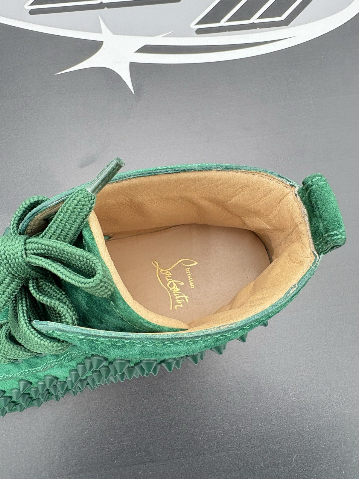 Size 41 (8 US) - Christian Louboutin Spikes ' Green ' | EXCELLENT CONDITION!