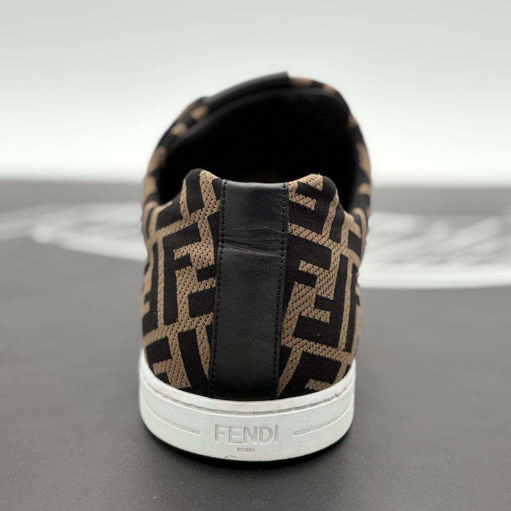 Size 11 UK (12 US) Fendi FF Motif Lace Up Low Top ' Almond Black ' | SUPER CLEAN