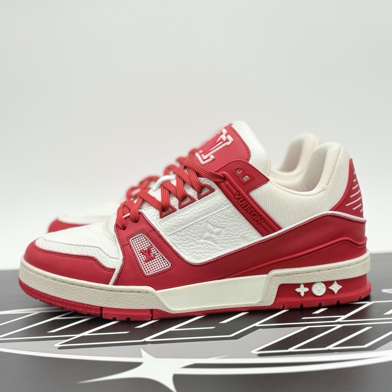Size 7 LV (8-8.5 US) Louis Vuitton Trainer  ' Red White ' | SUPER CLEAN!