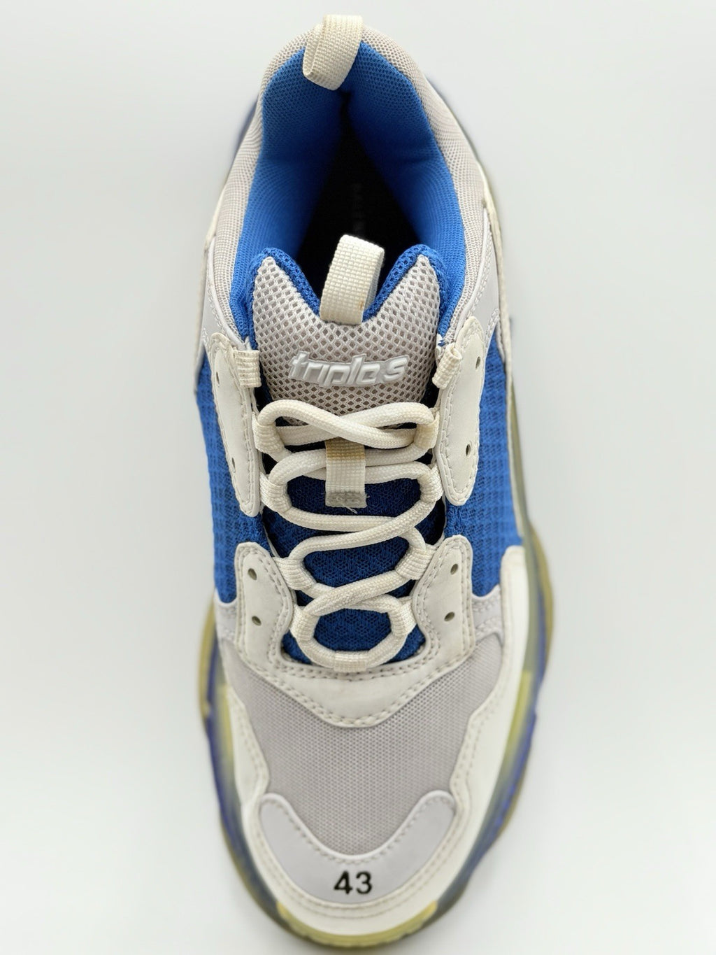 Size 43 (10 US) Balenciaga Triple S Clear Sole ' White Blue ' | GREAT CONDITION!