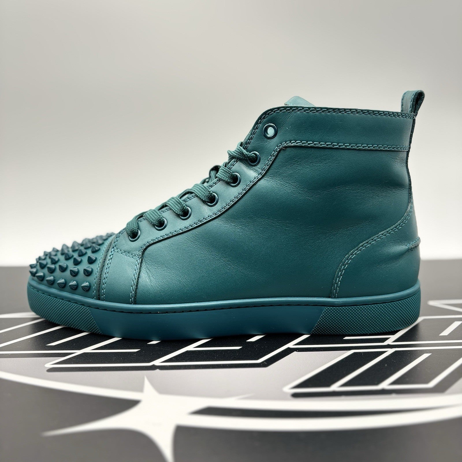 Size 42 (9 US) - Christian Louboutin Flat Spikes ' Green ' | GREAT CONDITION!